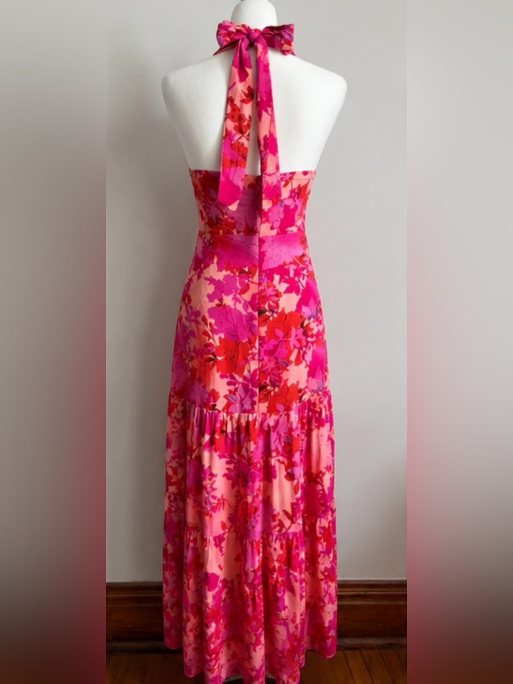 Hello Molly Love Loop Midi Dress Floral Halter Pink Size S - Picture 5 of 7